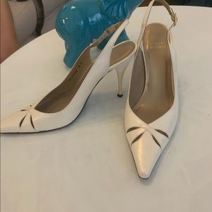 Shimmery White Kitten Heels